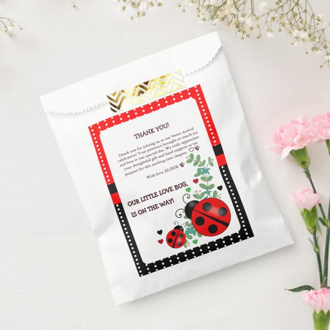 Our Little Love Bug Red Black Baby Shower Favour Bag (Sealed)