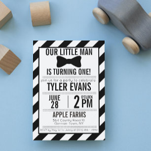Our Little Man Bowtie Birthday Invitation