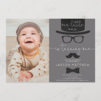 Our Little Man boy 1st birthday party photo