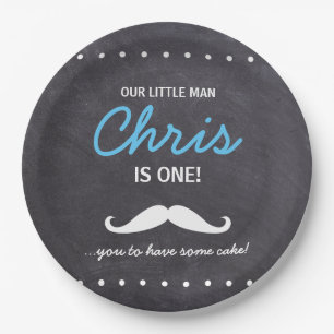 Our Little Man is one! Moustache you to have cake Paper Plate