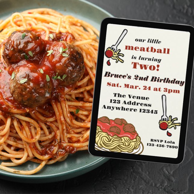 Our Little Meatball, Spaghetti, Birthday Invitation (Creator Uploaded)