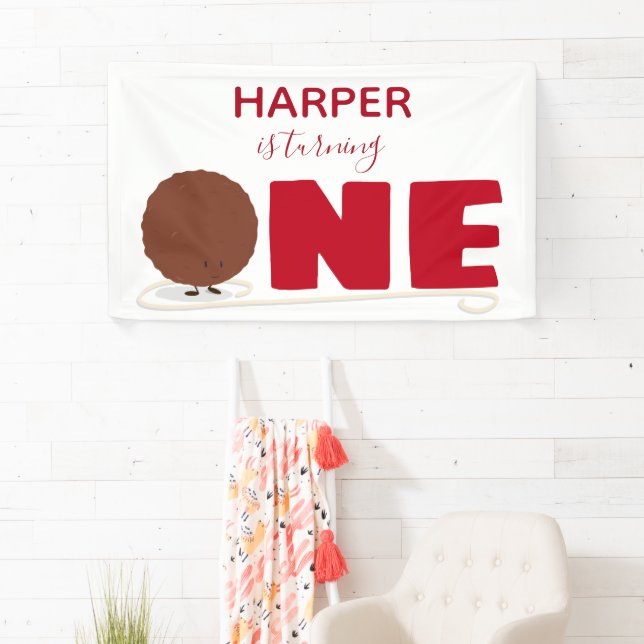 Our Little Meatball Turning One 1st Birthday Banner (Insitu)