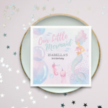 Our Little Mermaid Birthday Paper Napkin