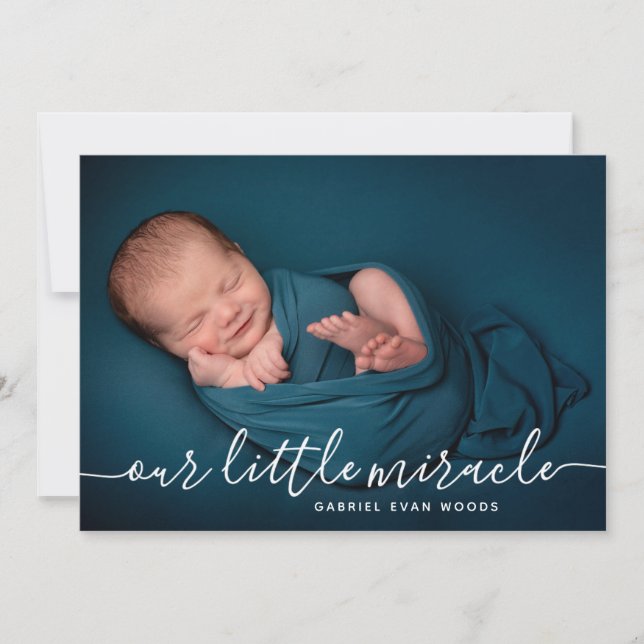 Our Little Miracle Photo Collage Modern Birth  Announcement (Front)