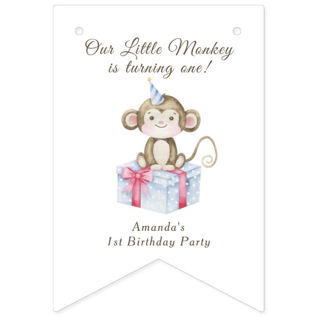 Our Little Monkey First Birthday  Bunting Flags (First Flag)