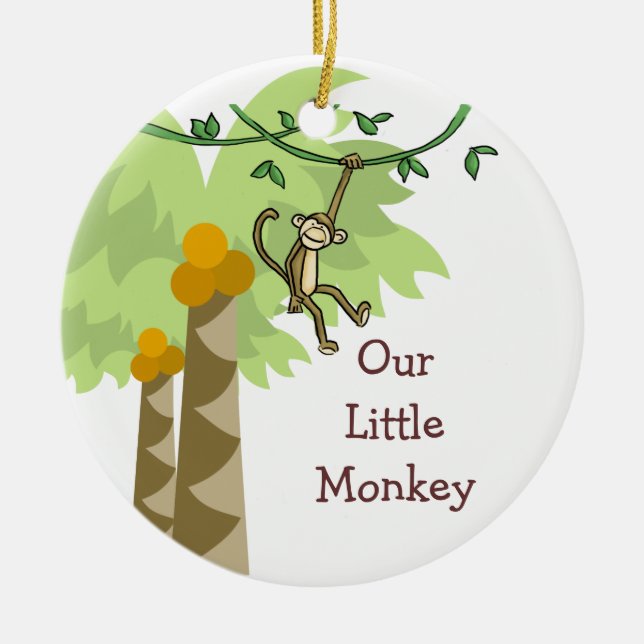 Our Little Monkey Personalized Photo Baby Ceramic Ornament (Front)