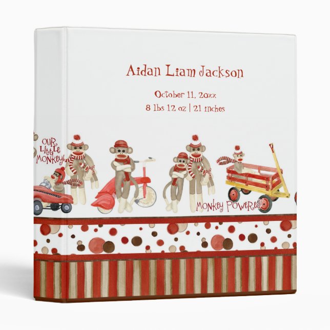 Our Little Monkey Red Sock Baby Book Photo Binder (Front/Spine)