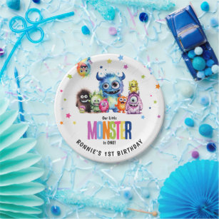 Our Little Monster 1st Birthday Party Paper Plate