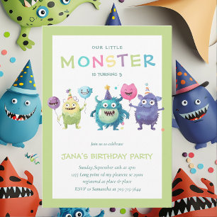 Our Little Monster   Colourful Three Monsters   Invitation