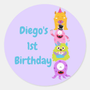 Our Little Monster is Turning One  Classic Round S Sticker