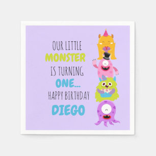 Our Little Monster is Turning One  Napkins
