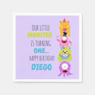 Our Little Monster is Turning One  Napkins
