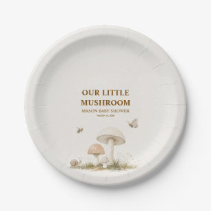 Our Little Mushroom Baby Shower Paper Plate