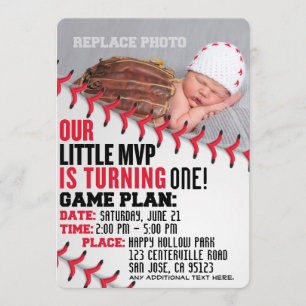 "Our Little MVP" Baseball Birthday Invitation