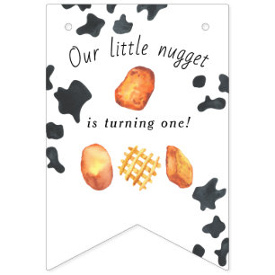 Our Little Nugget is turning one Kids Birthday Bunting Flags