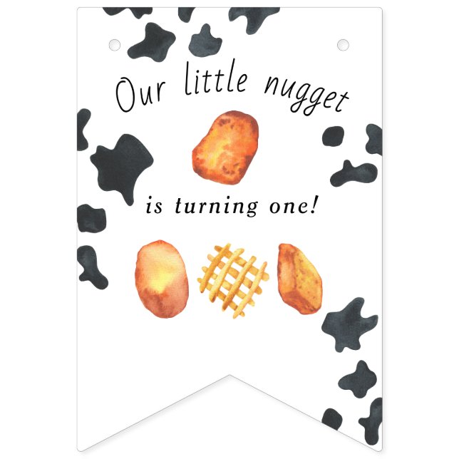 Our Little Nugget is turning one Kids Birthday Bunting Flags (First Flag)