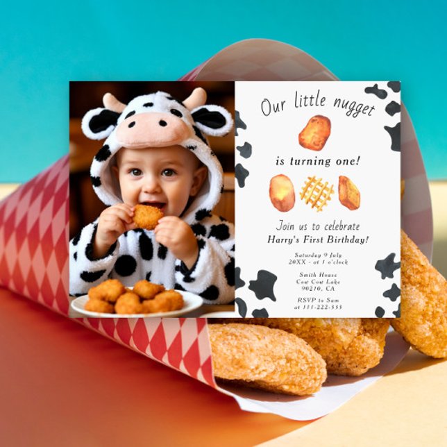 Our Little Nugget Is Turning One Kids Birthday  Invitation (Creator Uploaded)