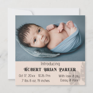 "Our Little One": Birth announcement card