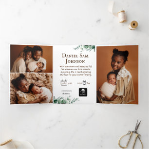 "Our Little one" customizable birth Tri-Fold card