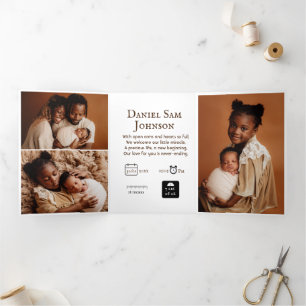 "Our Little one" customizable birth Tri-Fold card