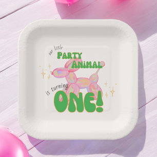 Our Little Party Balloon Animal 1st Birthday Paper Plate