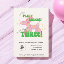 Our Little Party Balloon Animal 3rd Birthday