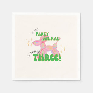 Our Little Party Balloon Animal 3rd Birthday Napkin
