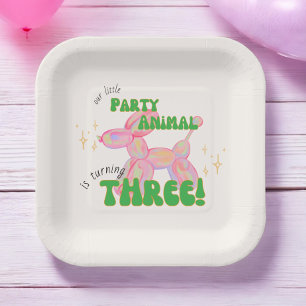 Our Little Party Balloon Animal 3rd Birthday Paper Plate
