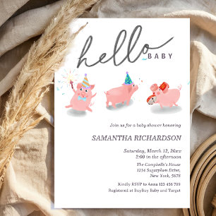 Our little pig baby shower invitation