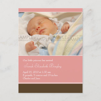 Our Little Princess • Baby Announcement Postcard
