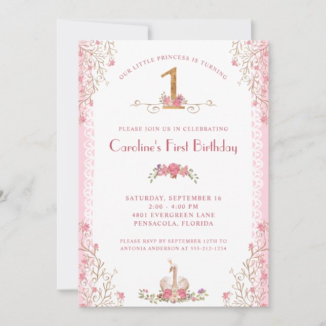 Our Little Princess First Birthday Pink Invitation (Front)