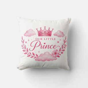 Our Little Princess Pink Crown Baby Girl Throw Pillow