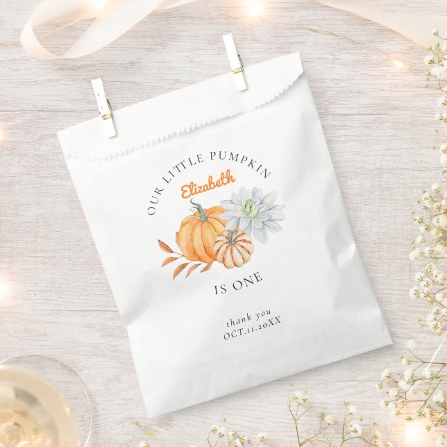 Our Little Pumpkin 1st Birthday Floral Fall Cute Favour Bag (Clipped)