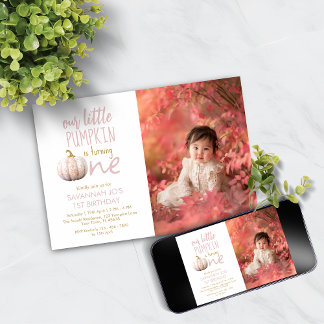 Our Little Pumpkin 1st Birthday  Invitation