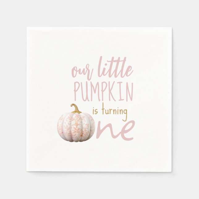 Our Little Pumpkin 1st Birthday Paper Napkin (Front)