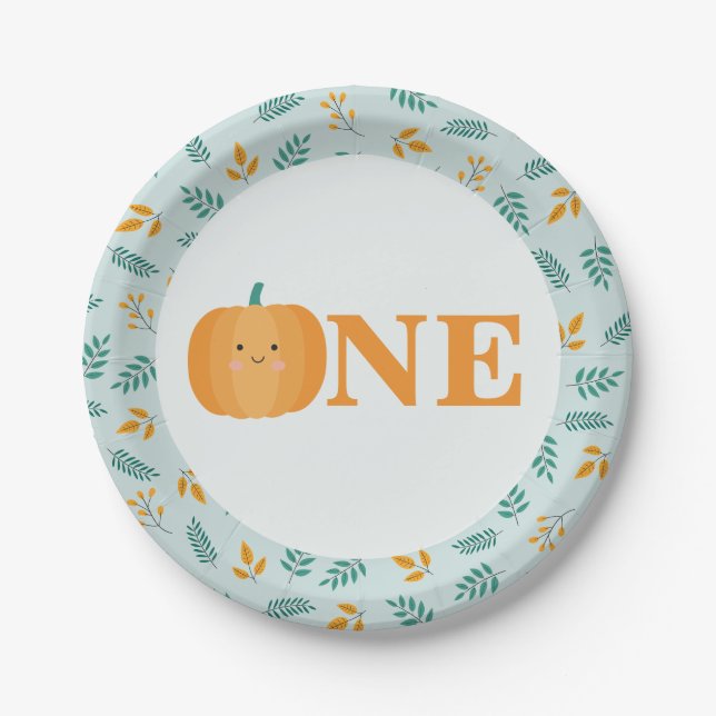 Our Little Pumpkin 1st Birthday Party Paper Plate (Front)