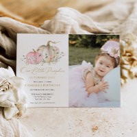 Our Little Pumpkin 1st Birthday Photo Invitation