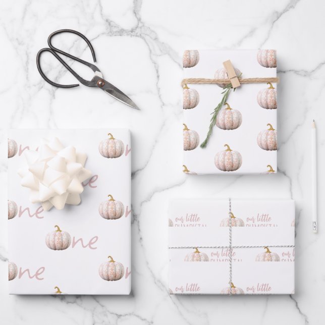 Our Little Pumpkin 1st Birthday  Wrapping Paper Sheet (Front)