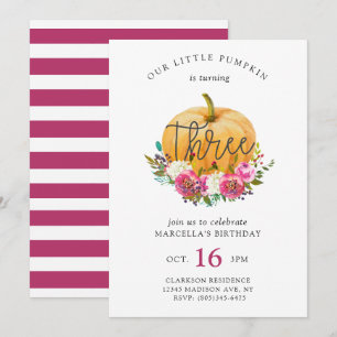 Our Little Pumpkin 3rd Birthday Invitation