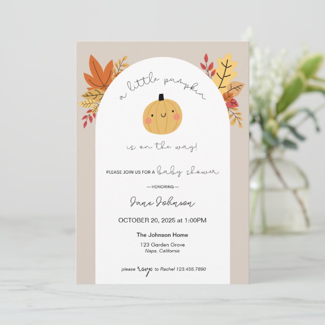 Our Little Pumpkin Baby Shower Invitation (Standing Front)
