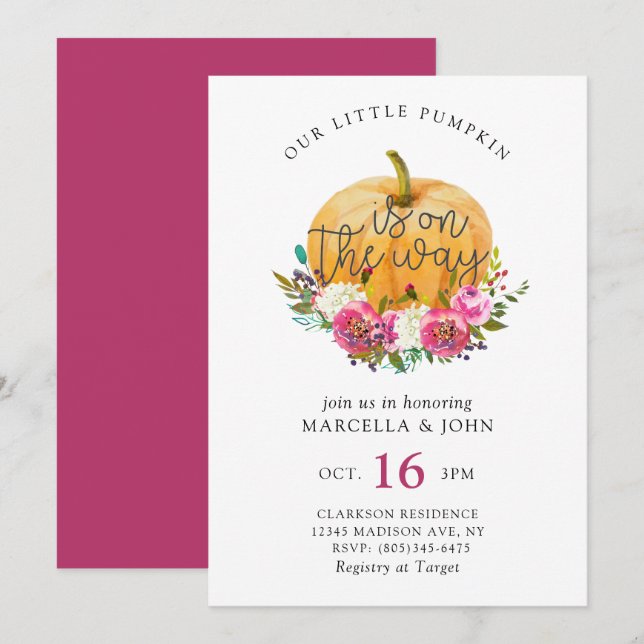 Our Little Pumpkin Baby Shower Invitation (Front/Back)