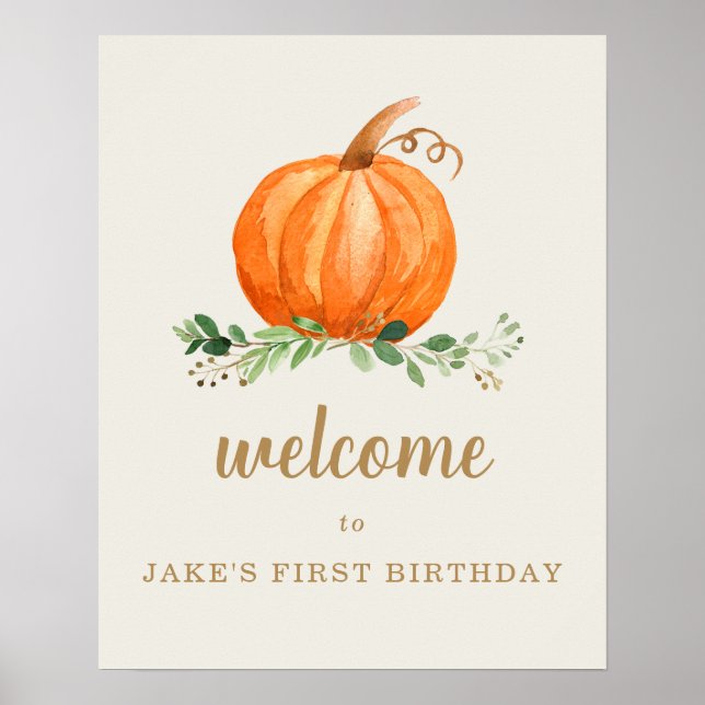 Our Little Pumpkin Birthday Favour Welcome Sign (Front)