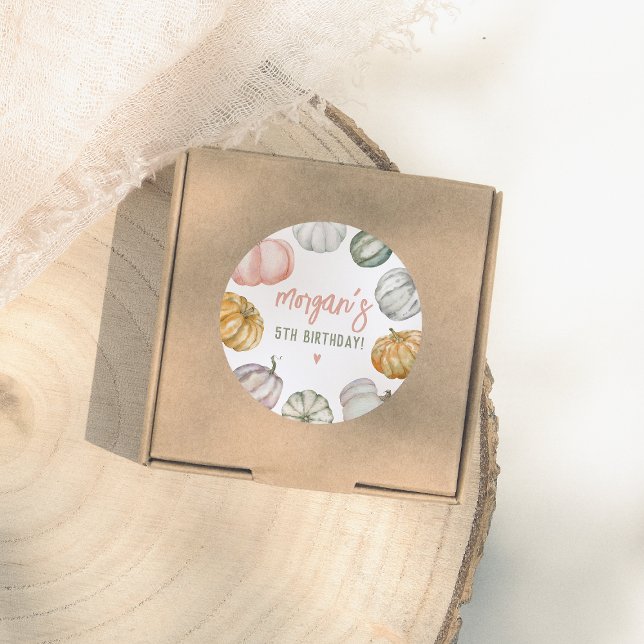 Our Little Pumpkin Birthday Party Classic Round Sticker (Creator Uploaded)