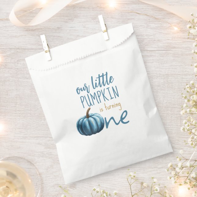 Our Little Pumpkin Blue 1st Birthday  Favour Bag (Clipped)