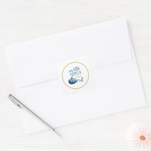 Our Little Pumpkin Blue 1st Birthday  Square Sticker