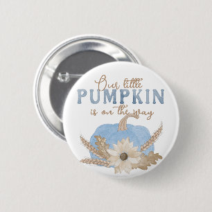 Our Little Pumpkin Blue Baby Shower Button