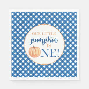 Our Little Pumpkin blue plaid first birthday Napki Napkin