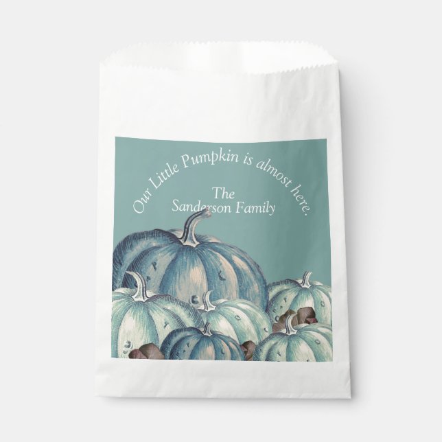 Our Little Pumpkin Blue Pumpkin Baby Shower  Favour Bag (Front)