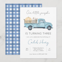 Our Little Pumpkin/Blue Truck Birthday invitation