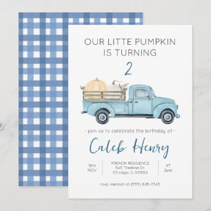 Our Little Pumpkin/Blue Truck Birthday Invitation